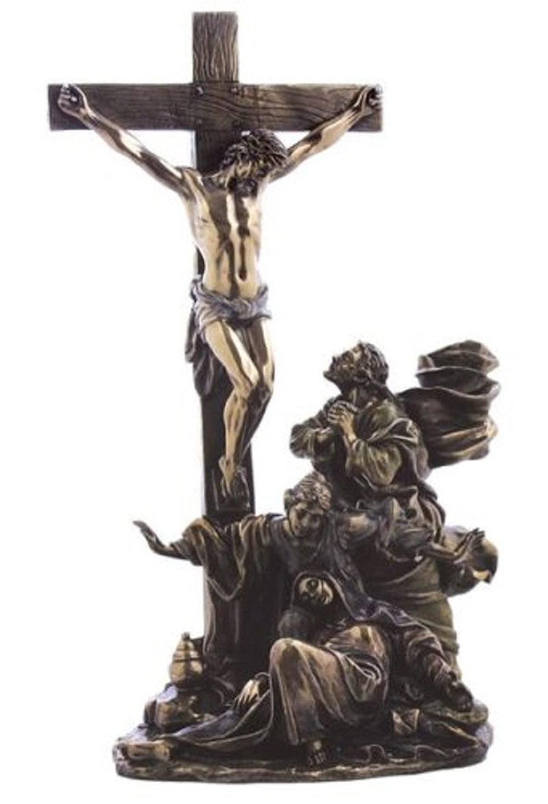 Unicorn Studios WU75187A4 Bronzehued Replica Figurine - Crucifixion Scene - Image 1